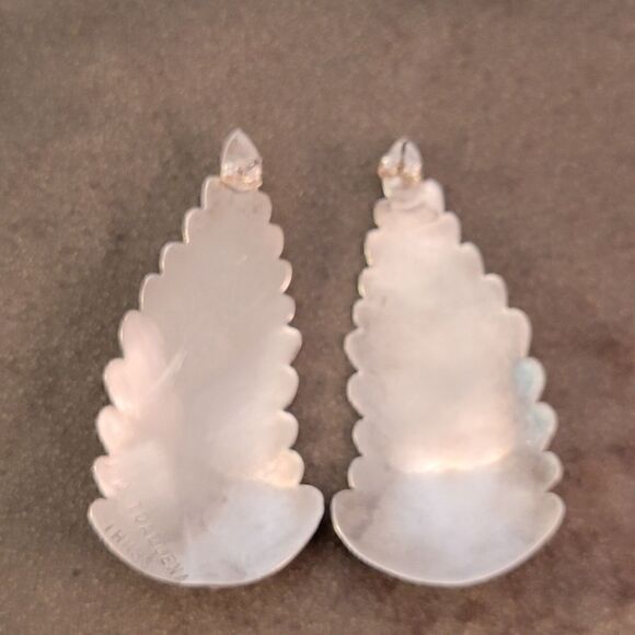 Sterling James Toadlena Navajo Statement Leaf Post Earrings - Picture 7 of 7